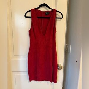Windsor deep v neck plunge suede feel mini dress size M